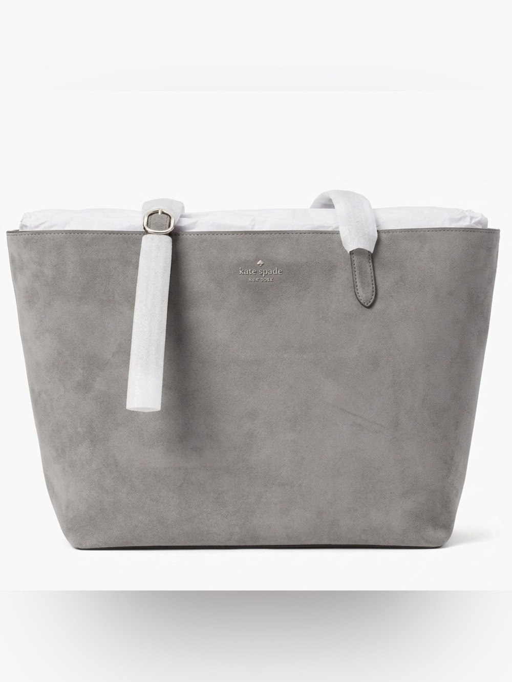 NWT Kate Spade 454 Suede Large Tote Hare Grey Gray KM714